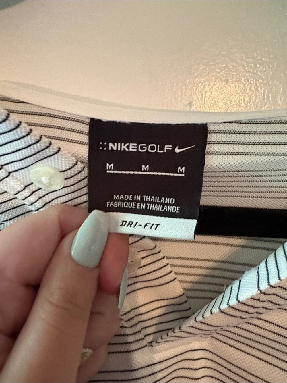 Nike Men's White & Black Striped Polo